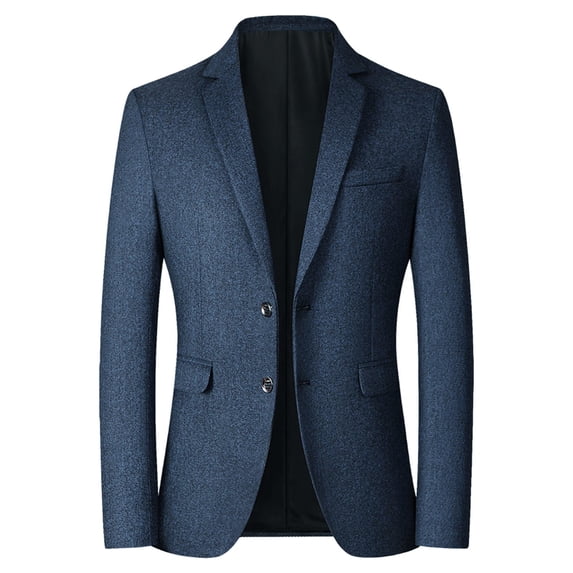 YMNXA Mens Suit Coat With Pocket Long Sleeve Lapel Solid Color Comfortable Fashion Slim Fit Top For Work Office Formal Wear Navy M