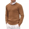 thumbnail image 1 of YMNXA Mens Sweaters Long Sleeve Round Neck Solid Color Knitted Fashion Comfortable Slim Fit Top For Casual Daily Wear Brown Xl, 1 of 3