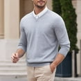 thumbnail image 1 of YMNXA Mens Sweaters Long Sleeve V Neck Solid Color Knitted Fashion Comfortable Top For Casual Daily Wear Grey Xxl, 1 of 4
