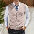 thumbnail image 1 of YMNXA Mens Sweaters Vest Sleeveless V Neck Solid Color Buttons Knitted Comfortable Slim Fit Top For Casual Daily Wear Khaki Xl, 1 of 5
