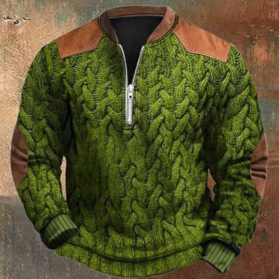 YMNXA Mens Sweatshirt Long Sleeve Half Zip Color Block Fashion Comfortable Pullover For Casual Daily Wear Green S