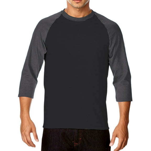 YMNXA Mens T Shirts 3/4 Sleeve Round Neck Color Block Comfortable Breathable Tee For Casual Daily Wear Dark Gray S