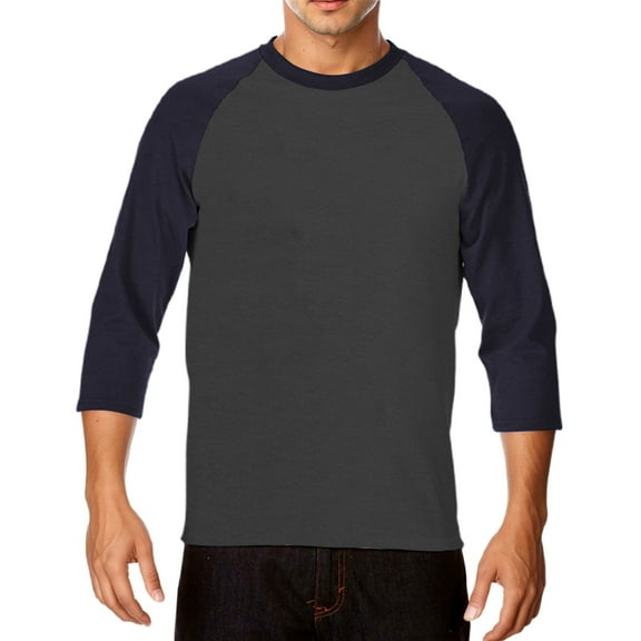 YMNXA Mens T Shirts 3/4 Sleeve Round Neck Color Block Comfortable Breathable Tee For Casual Daily Wear Navy3 Xxxl