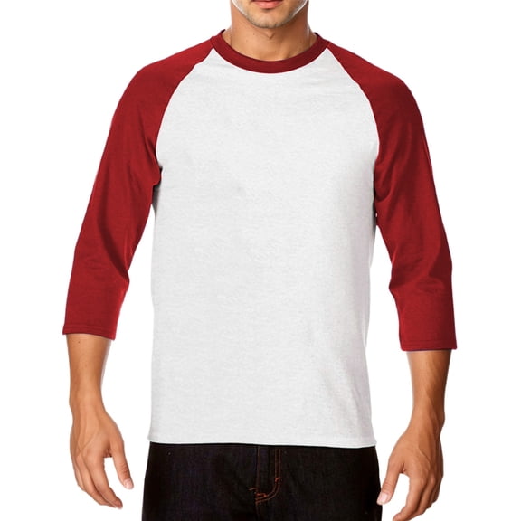 YMNXA Mens T Shirts 3/4 Sleeve Round Neck Color Block Comfortable Breathable Tee For Casual Daily Wear Red3 S