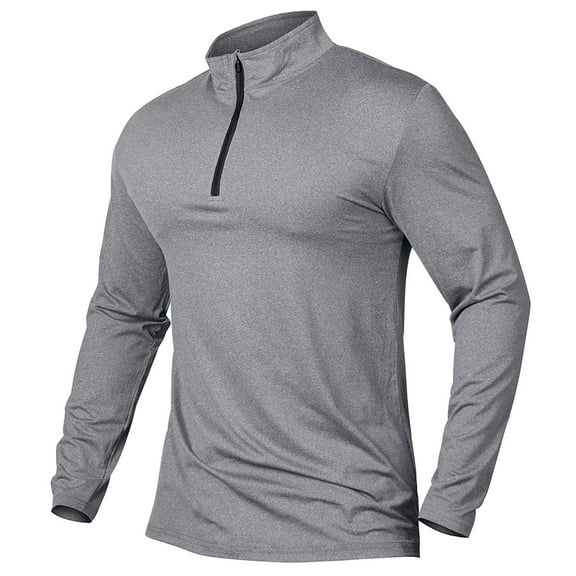 YMNXA Mens T Shirts Long Sleeve Stand Collar Half Zip Solid Color Comfortable Breathable Tee For Casual Daily Wear Gy1 Xxl