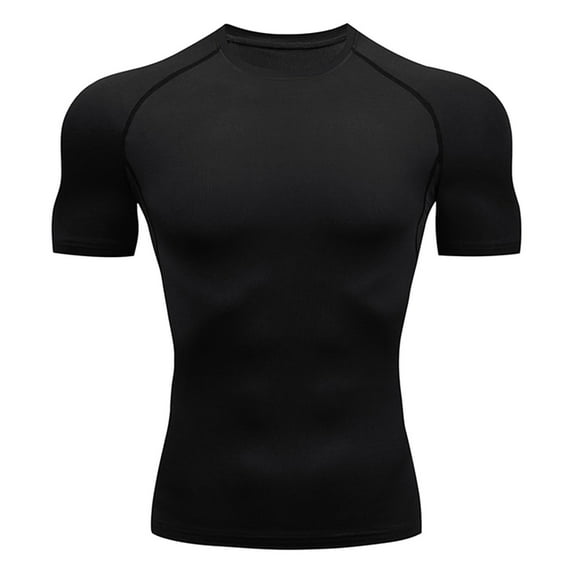 YMNXA Mens T Shirts Short Sleeved Round Neck Solid Color Comfortable Breathable Sports Top For Daily Wear And Outings Black L
