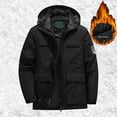 thumbnail image 1 of YMNXA Mens Winter Coats With Hood Long Sleeve Color Block Zip Up Plush Thickened Warm Ski Jacket For Outdoor Hiking Black 6Xl, 1 of 5