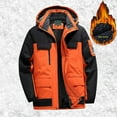 thumbnail image 1 of YMNXA Mens Winter Coats With Hood Long Sleeve Color Block Zip Up Plush Thickened Warm Ski Jacket For Outdoor Hiking Orange 5Xl, 1 of 4