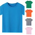 thumbnail image 1 of YMNXA Toddler Children Boys Girls T Shirts Short Sleeve O-Neck Solid Color Fashion Breathable Summer Tee Top For Daily Wear,Sky Blue,8-9 Years, 1 of 6