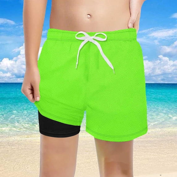YMNXA Toddler Kids Boys Casual Shorts Drawstring Elastic Waist Solid Color Comfortable Stretchy Sport Shorts For Outdoor Activities,Green,5-6 Years