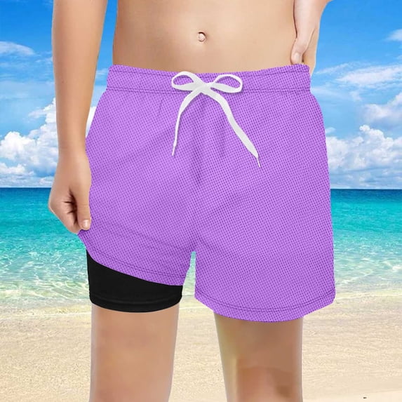 YMNXA Toddler Kids Boys Casual Shorts Drawstring Elastic Waist Solid Color Comfortable Stretchy Sport Shorts For Outdoor Activities,Purple,3-4 Years