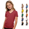 thumbnail image 1 of YMNXA Toddler Kids Boys T-Shirts Short Sleeve V Neck Solid Color Summer Comfortable Breathable Fashion Tee Top For Casual Daily Wear,Brick Red,11-12 Years, 1 of 6