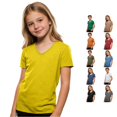 thumbnail image 1 of YMNXA Toddler Kids Boys T-Shirts Short Sleeve V Neck Solid Color Summer Comfortable Breathable Fashion Tee Top For Casual Daily Wear,Yellow,11-12 Years, 1 of 6