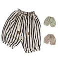 thumbnail image 1 of YMNXA Toddler Kids Girls Boys Summer Pants Striped Print Elastic Waist Drawstring Straight Fit Lightweight Casual Trousers For Daily Wear,Black,5-6 Years, 1 of 3