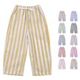 thumbnail image 1 of YMNXA Toddler Kids Girls Boys Summer Pants Striped Print Elastic Waist Straight Fit Lightweight Casual Trousers For Daily Wear,Yellow,12-18 Months, 1 of 6