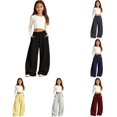 thumbnail image 1 of YMNXA Toddler Kids Girls Casual Pants Drawstring Elastic Waist Solid Color Fashion Curved Leggings Soft Stretchy Comfortable Trousers For Everyday Wear,Black,12-13 Years, 1 of 4