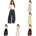 thumbnail image 1 of YMNXA Toddler Kids Girls Casual Pants Drawstring Elastic Waist Solid Color Fashion Curved Leggings Soft Stretchy Comfortable Trousers For Everyday Wear,Grey,6-7 Years, 1 of 4