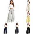 thumbnail image 1 of YMNXA Toddler Kids Girls Casual Pants Drawstring Elastic Waist Solid Color Fashion Curved Leggings Soft Stretchy Comfortable Trousers For Everyday Wear,Light Gray,14-15 Years, 1 of 4