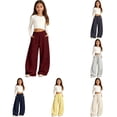 thumbnail image 1 of YMNXA Toddler Kids Girls Casual Pants Drawstring Elastic Waist Solid Color Fashion Curved Leggings Soft Stretchy Comfortable Trousers For Everyday Wear,Red,8-9 Years, 1 of 4