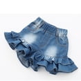 thumbnail image 1 of YMNXA Toddler Kids Girls Denim Shorts Summer Elastic Waist Double Layer Ruffled Hem Comfortable Fashion Shorts For Daily Wear,Blue,3-4 Years, 1 of 7