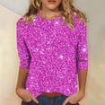 thumbnail image 1 of YMNXA Women'S Casual T Shirts 3/4 Sleeve Round Neck Sequins Comfortable Fashionable Top For Daily Wear Purple Xxl, 1 of 5