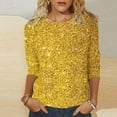 thumbnail image 1 of YMNXA Women'S Casual T Shirts 3/4 Sleeve Round Neck Sequins Comfortable Fashionable Top For Daily Wear Yellow Xl, 1 of 5