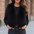 thumbnail image 1 of YMNXA Women'S Fuzzy Vest Sleeveless Open Front Solid Color Comfortable Warm Thick Jacket Coat For Daily Wear Black L, 1 of 7