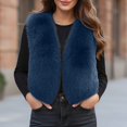 thumbnail image 1 of YMNXA Women'S Fuzzy Vest Sleeveless Open Front Solid Color Comfortable Warm Thick Jacket Coat For Daily Wear Navy S, 1 of 6