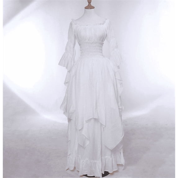 YMNXA Women's Dress Flare Sleeve Off Shoulder Solid Color Retro Style Elegant Fashion Slim Fit Dresses For Party White Xxxxl