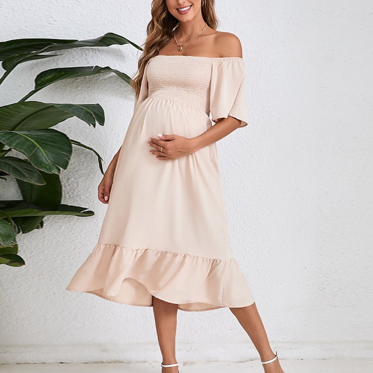 a line maternity dresses YMNXA Women's Dress Short Sleeve Off Shoulder Solid Color Comfortable Stylish Flowy For Casual Daily Wear,Pink,Xxl Buy Line & Dot 2nd Wedding Dresses and is the perfect Color:Gold