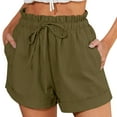 thumbnail image 1 of YMNXA Women's Summer Shorts Elastic Waist Lace Up Solid Color Comfortable Breathable Sports Shorts With Pockets For Casual Daily Wear,Green,L, 1 of 6