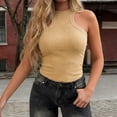 thumbnail image 1 of YMNXA Women's Tank Top Sleeveless Ribbed Crop Solid Color High Stretch Slim Fit Vest For Club Streetwear,Yellow,S, 1 of 7