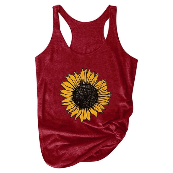 YMNXA Women's Tank Top Summer Round Neck Sleeveless Flower Printed Loose Fit Comfortable Fashion Basic Top For Everyday Wear,WN,L