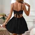 thumbnail image 1 of YMNXA Womens Dress Sleeveless Suspenders Backless Bow Solid Color Ruffle Hem Elegant Comfortable Dresses For Daily Wear Black L, 1 of 6