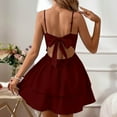 thumbnail image 1 of YMNXA Womens Dress Sleeveless Suspenders Backless Bow Solid Color Ruffle Hem Elegant Comfortable Dresses For Daily Wear Rd1 S, 1 of 6