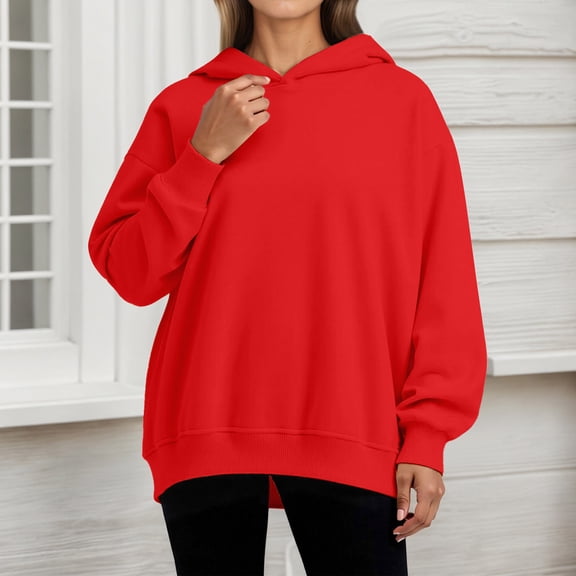 YMNXA Womens Hoodies Long Sleeve Solid Color Comfortable Loose Fit Sweatshirt For Daily Wear Rd1 Xxl