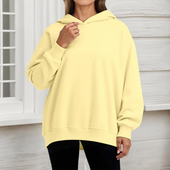 YMNXA Womens Hoodies Long Sleeve Solid Color Comfortable Loose Fit Sweatshirt For Daily Wear Ye2 Xl