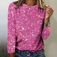 thumbnail image 1 of YMNXA Womens Shirts Long Sleeve Crew Neck Sequins Comfortable Fashion Tops Pullover Ladies Clothes For Daily Wear Hot Pink L, 1 of 4