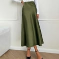 thumbnail image 1 of YMNXA Womens Skirt High Waist Solid Color Elegant Comfortable Satin Skirt For Daily Wear Army Green L, 1 of 5