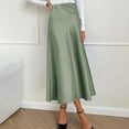 thumbnail image 1 of YMNXA Womens Skirt High Waist Solid Color Elegant Comfortable Satin Skirt For Daily Wear Light Green L, 1 of 5
