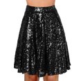 thumbnail image 1 of YMNXA Womens Skirt High Waist Solid Color Pleated Sequins Stylish Comfortable Knee Length Skirt For Party Black L, 1 of 6