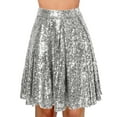 thumbnail image 1 of YMNXA Womens Skirt High Waist Solid Color Pleated Sequins Stylish Comfortable Knee Length Skirt For Party Silver L, 1 of 6