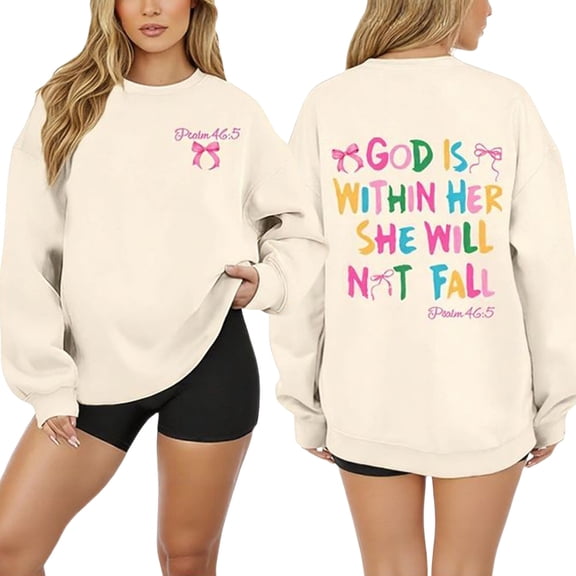 YMNXA Womens Sweatshirt Long Sleeve Crew Neck Letter Printed Comfortable Fashion Pullover Top For Everyday Wear Light Yellow S