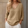 thumbnail image 1 of YMNXA Womens T Shirt Long Sleeve V Neck Solid Color Elegant Fashion Comfortable Basic Top Shirt For Daily Wear,Khaki,Xxxl, 1 of 6