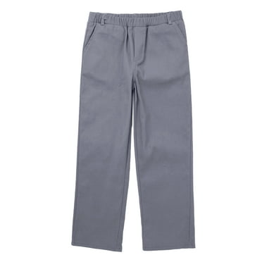 YMTQ Kids Boys Pull-On Chino Pants Regular Fit School Uniform Trousers with Pockets Navy Blue 8
