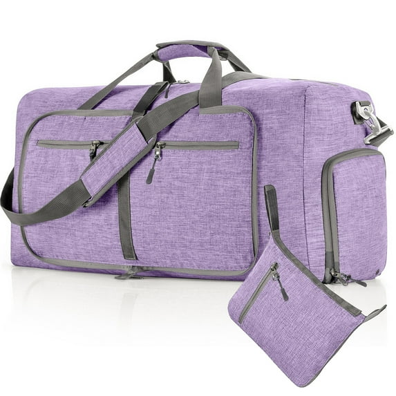 YMTQ Large Capacity Travel Duffel Bag 65L Shoulder Sports Bag Women Waterproof Foldable Travel Bag Men Fitness Luggage Bag Violet