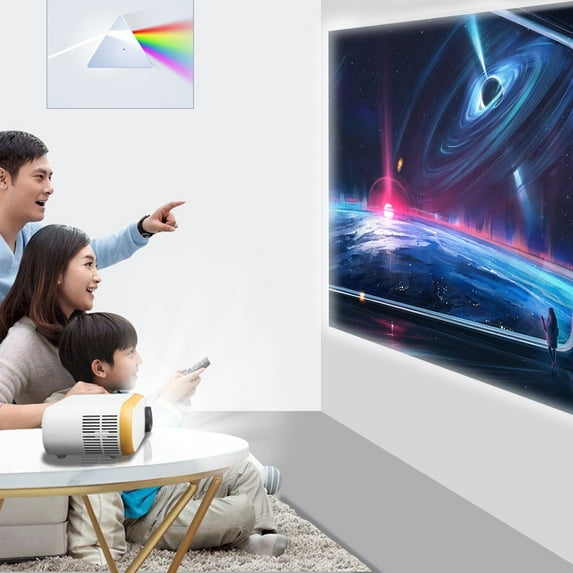 YMTQ Mini LED Projector 1080p HD Portable Multi Function 100 Inch HDMI High Brightness External Sound Cinema Home Outdoor Use Yellow