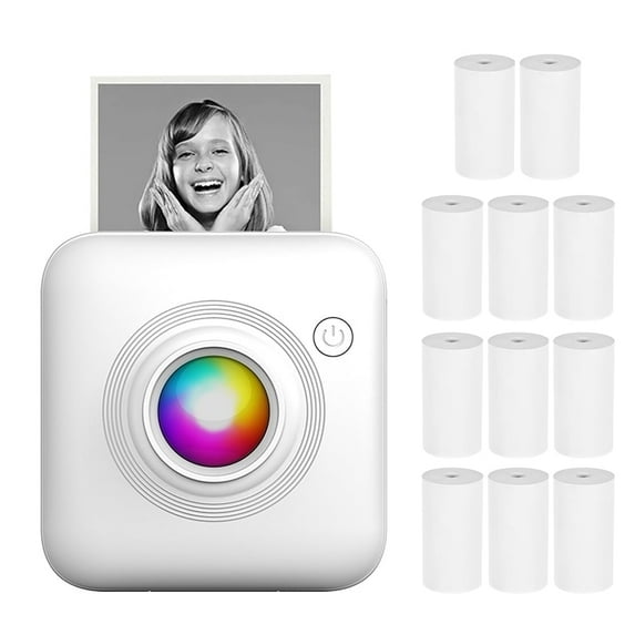 YMTQ Mini Printer Portable Thermal Sticker Printer with 11 Rolls Thermal Paper Mini Thermal Printer for iOS & Android Inkless Pocket Printer for Photo Note