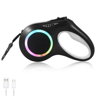 YMTQ Retractable Dog Leash LED Light 16ft Portable Walking Rechargeable Lighted Handle Small Medium Dogs Pets Up 30kg