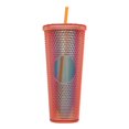 thumbnail image 1 of YMTQ Studded Tumbler with Straw Double Walled Iridescent Travel Tumbler Straw Cup BPA Free 24oz Capacity Clear Orange, 1 of 7